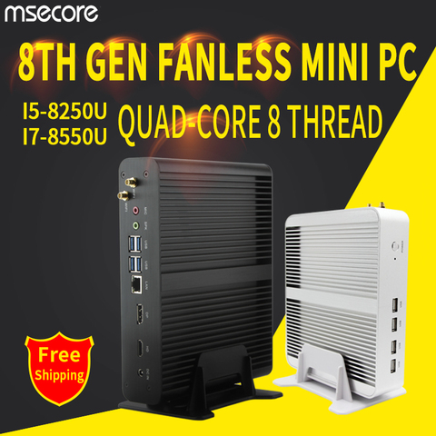 MSECORE i5 8250 i7 8550U DDR4 game Mini PC Windows 10 Desktop Computer Nettop fanless pc linux barebone intel HTPC UHD620 WiFi ► Photo 1/6