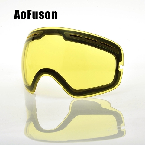 AFS-0031 Yellow Night Vision lens Original Ski Goggles Lens Anti-fog Big Spherical Ski Glasses Snow Goggles Eyewear Lenses ► Photo 1/1