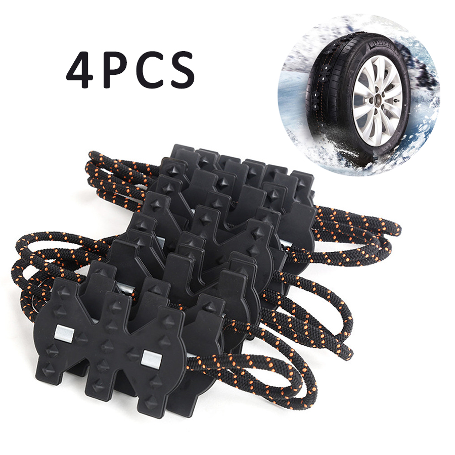4pcs Universal Snow Chains Auto Traction Aid Ice Tire Spikes Winter Snow  Chain