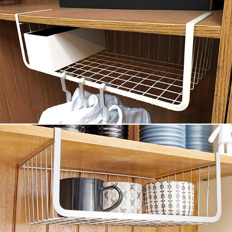 Iron Mesh Shelf Basket, Kitchen Cabinet Door Storage Racks