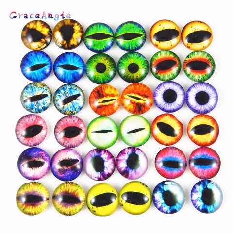 50PCS Round 6MM-10MM Glass Dragon Cat Eyes Cabochon Charms Accessory Glass Cabochon Multi Color Horse Eyes Cat Pattern Crafts ► Photo 1/6