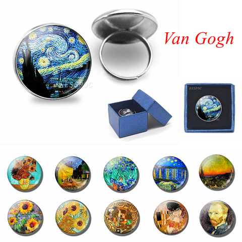 Fashion Art Van Gogh 20 MM Ring Glass Cabochon Jewelry Sunflower Starry Night Handcraft Rings Women Sisters Friends Gifts ► Photo 1/6