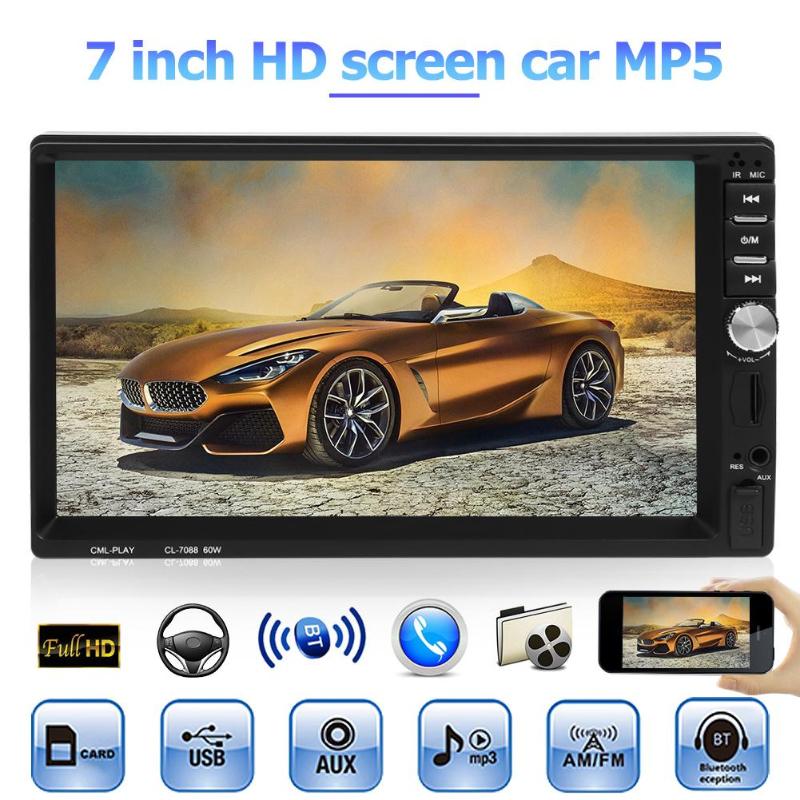TM Lling Double DIN,7 In-Dash Touchscreen Stereo with Bluetooth Car Stereo/MP3 MP4 MP5 Audio Video Player/Steering Wheel Control/FM/AM/RDS Tuner and HD Radio,Black
