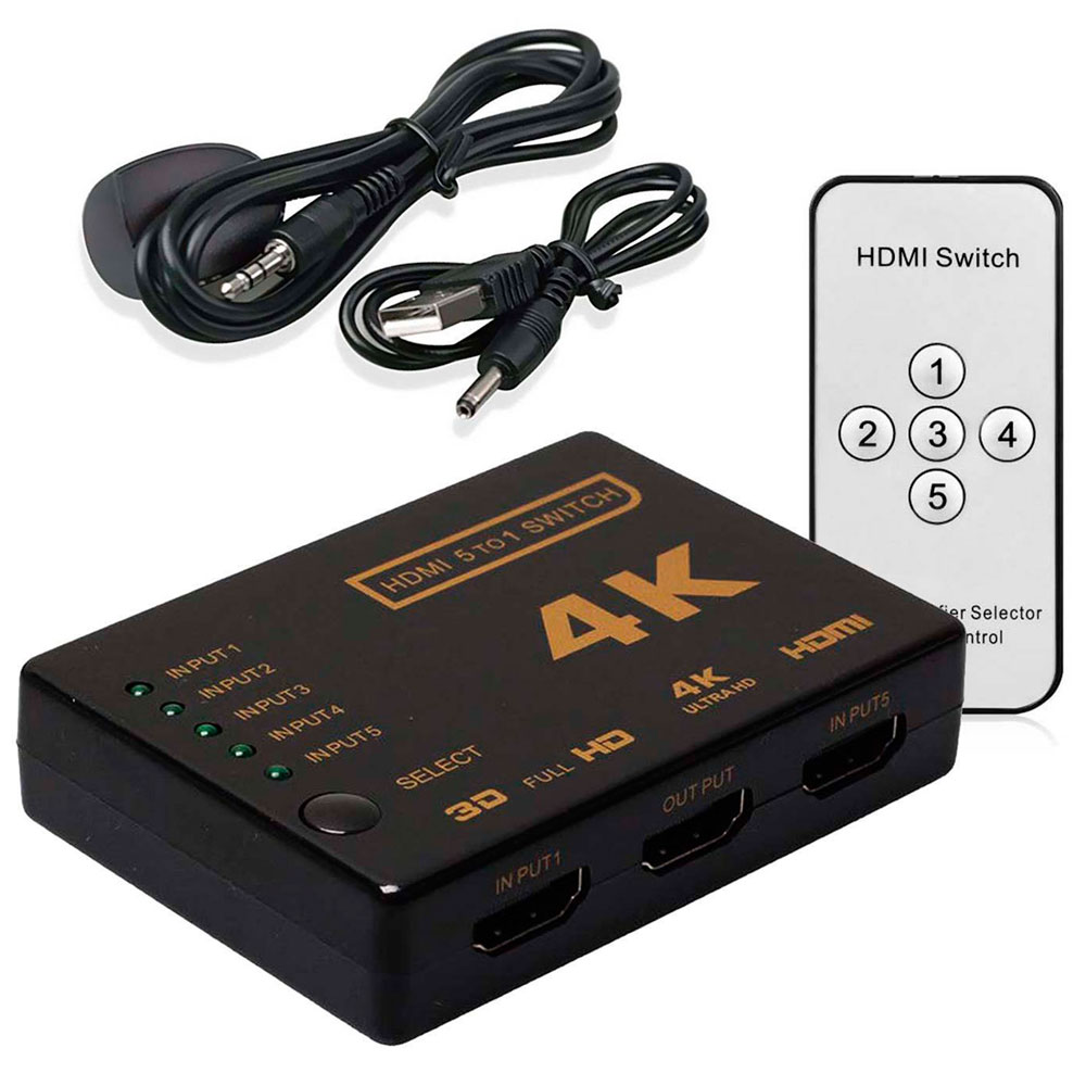 OcioDual Switch HDMI 4K Switch 5 Splitter Selector Hub IR Remote Black Inputs 1 Outlet Multiple Multipuerto - Price history & Review | AliExpress Seller - Ociodual Store | Alitools.io