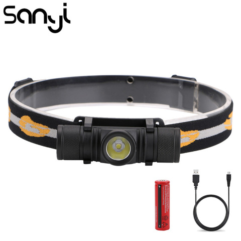 SANYI  1*XML-L2 Headlight Power by 18650 Batterry Headlamp USB Rechargeable 6 Modes Flashlight Head for Camping Night Fishing ► Photo 1/6