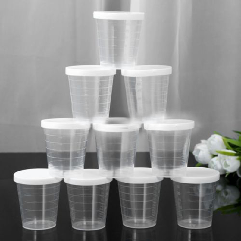 10Pcs 30ml Medicine Measuring Measure Cups With White Lids Cap Clear Container ► Photo 1/6