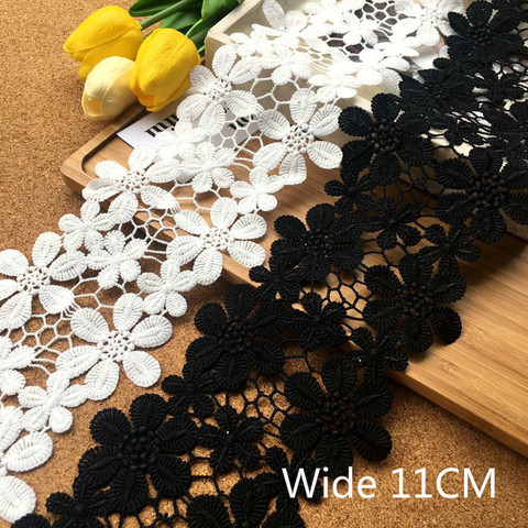 11CM Wide White Black Exquisite Water Soluble Lace Appliques Embroidered Ribbon Trim For Scarf Wedding Dress DIY Sewing Supplies ► Photo 1/5