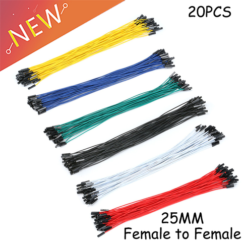 20Pcs/Lot 25cm Dupont Cable Soft Silicon Wire 24AWG 1Pin Female To Female Jumper Wire Wholesale ► Photo 1/6
