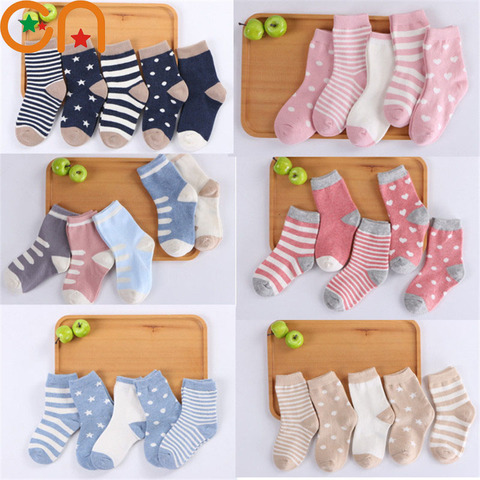 5 Pair/Lot Kids Soft Cotton Socks Boy,Girl,Baby,Cute Cartoon Warm Stripe Dots Fashion Sport Socks Autumn Winter Children Gift CN ► Photo 1/6