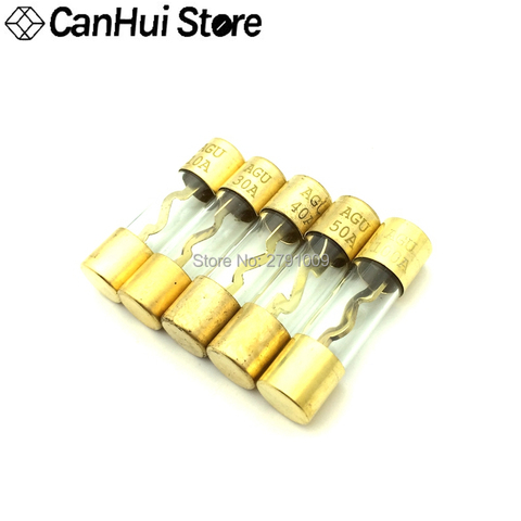 5Pcs 10*38MM Gold Plated Glass AGU Fuse Fuses Pack Car Audio Amp Amplifier 10A 15A 20A 25A 30A 40A 50A 60A 70A 80A 100A ► Photo 1/6