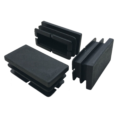 Promotion! 8 Pcs Black Plastic Rectangular Blanking End Caps Inserts 20mm x 40mm Plastic Ribbed for  assembly and secure fitting ► Photo 1/5