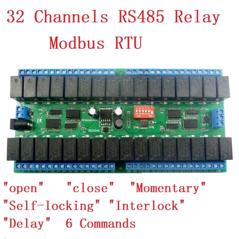 32ch DC 12V RS-485 Modbus RTU Relay Board  RS485 Bus Remote Control Switch for LED Motor PLC PTZ Camera Smart Home ► Photo 1/6