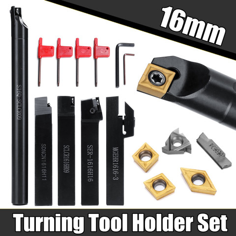 5Pcs 16MM Shank Turning Holder Tool set With Blade&Wrench For Bench Lathe & CNC Turning Tool ► Photo 1/6