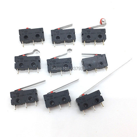 10PCS Mini Micro Switch Roller ARC Lever SPDT Snap Action 3A 250V AC 5A 125V NC-NO-C With Pulley 3 Pins Stroke Limit Switch ► Photo 1/6
