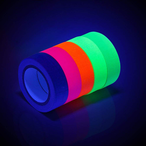 6pcs/Set Fluorescent Tape UV Blacklight Reactive Glow in The Dark Tape Neon Gaffer Tape Safety Warning for Home Decor ► Photo 1/6