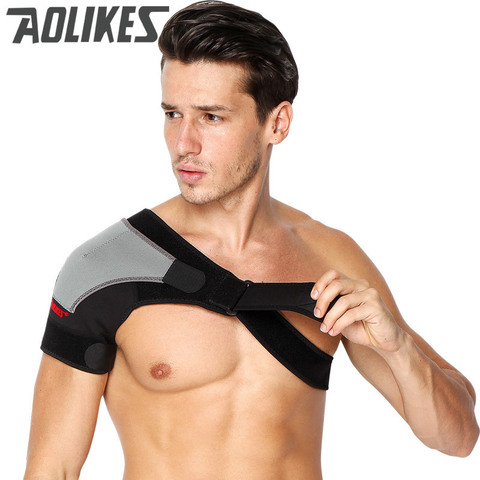 Adjustable Breathable Gym Sports Care Single Shoulder Support Back Brace Guard Strap Wrap Belt Band Pads Black Bandage Men&Women ► Photo 1/6