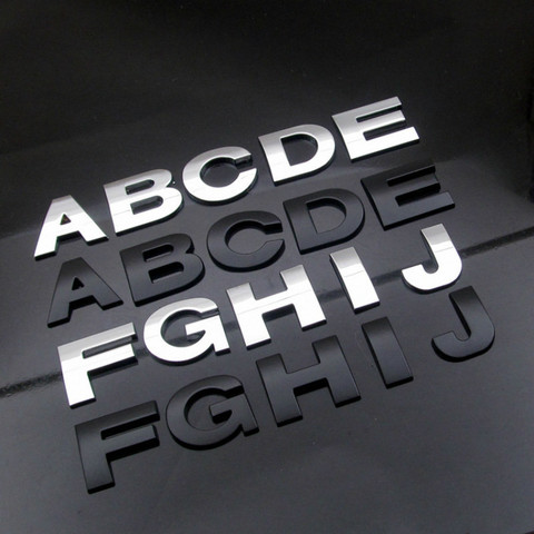 WL New 45 And 25-28mm 3D DIY Letters Alphabet Emblem Chrome And Black Car Sticker Digital Badge Logo  Accessories Motorcycle ► Photo 1/6