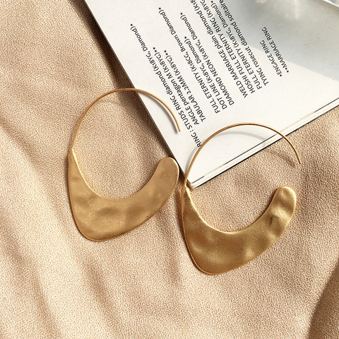 Legenstar 2022 New Trend Hammered Earrings For Womens Gold Color Meatal Jewelry Alloy Geometric Hoop Statement Boho Earrings ► Photo 1/6