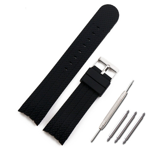 Silicone strap men's watch accessories 22mm curved interface pin buckle outdoor sports waterproof strap women watch band ► Photo 1/5