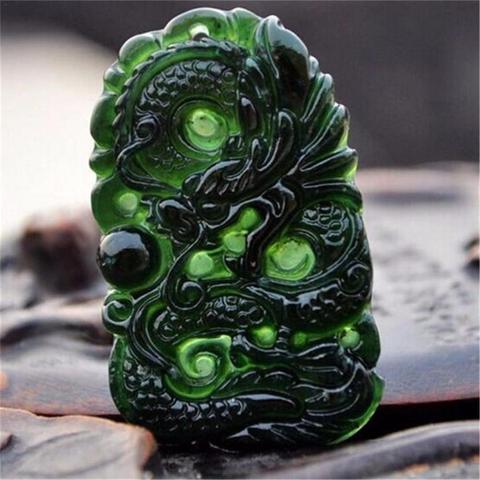 Chinese Natural Black Green Jade Pendant Dragon Shaped Handmade Jade Desktop Ornaments For Study Office Crafts Good Luck Amulet ► Photo 1/6