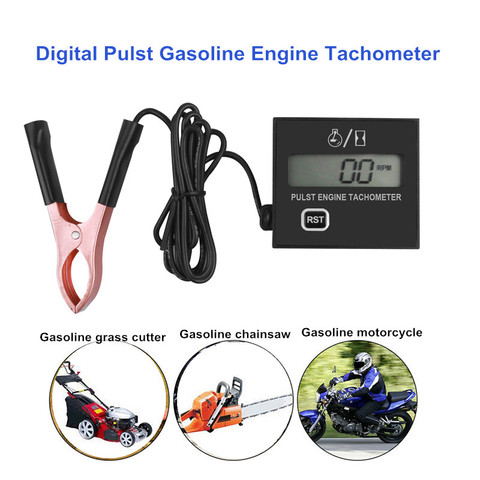 Gasoline Digital Engine Tachometer Induction Pulst Tach meter Motor Gauge Waterproof with Battery for Chain Saw Mower 2/4 Stroke ► Photo 1/6