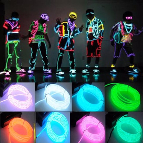 Glow EL Wire Cable LED Neon Christmas Dance Party DIY Costumes Clothing Luminous Car Light Decoration Clothes Ball Rave 1m/3m/5m ► Photo 1/6