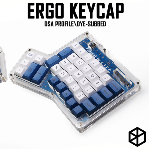 dsa ergodox ergo pbt dye subbed keycaps for custom mechanical keyboards Infinity ErgoDox Ergonomic Keyboard keycaps white blue ► Photo 1/6