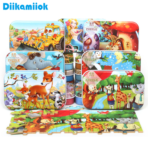 New kids toy 60 pieces wooden puzzle animal cartoon puzzles wood Jigsaw baby child early educational toys 26 style DK-L101 ► Photo 1/6