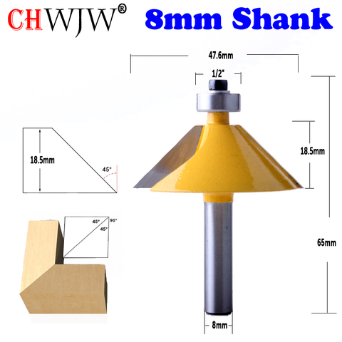 1pc 8mm Shank High Quality Large 45 Degree Chamfer & Bevel Edging Router Bit Wood Cutting Tool woodworking router bits - Chwjw ► Photo 1/5
