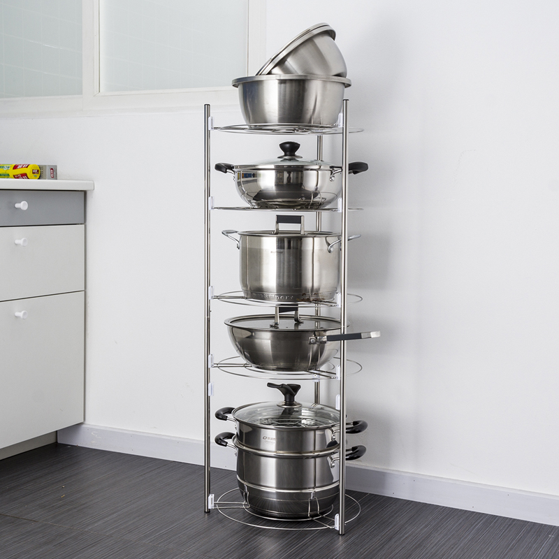 5 Layer Stainless Steel Kitchen Storage Shelf Pan Stand Pot Holder Cabinet 