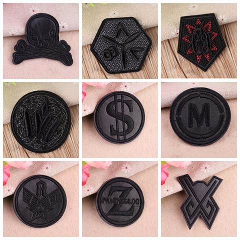 New Black Leather Dollar Star Number Embroidered Patches for Clothes Iron on Clothes Jacket Shoes Appliques Badge Stripe Sticker ► Photo 1/5