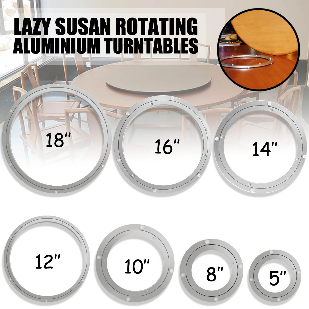 Heavy   Aluminium Rotating Bearing Turntable Turn Table Round Swivel Plate 7 Size for Cake Decorations Catering Services ► Photo 1/6