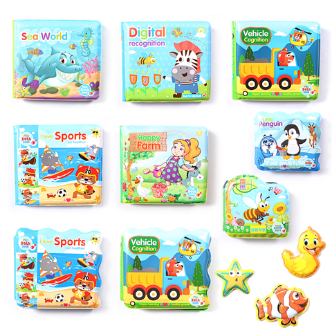 New Swimming Water Bath Book with BB Whistle Animal Bath Toys For Baby Happy Bathing Time,Early Educational English Bathroom Toy ► Photo 1/6