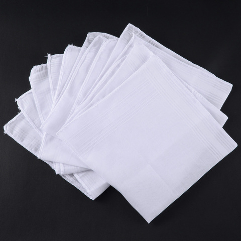 5pcs Squares Hanky White Pocket Cotton Handkerchiefs Hankie Hanky with Stripe Men 40*40cm Home Decoration Vintage Gift Hankies ► Photo 1/6