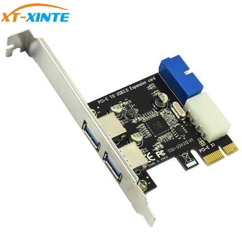 USB3.0 PCI-E Expansion Card Adapter Front External 2 Port USB 3.0 Hub & Internal 19pin Header PCIE Card 4pin IDE Power Connector ► Photo 1/1