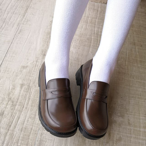 Women Girls Lolita Japanese School Students Uniform Shoes Uwabaki JK Round Toe Cosplay Med Heels ► Photo 1/6