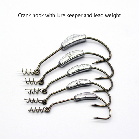 5pcs/lot fishing hook with lead  bait keeper holder weight  2g 3g 5g 7g Lead sinker crank hook  tackle set high carbon fishhooks ► Photo 1/5