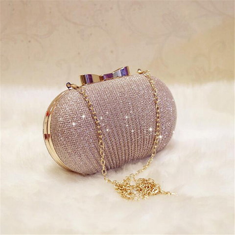 Golden Evening Clutch Bag Women Bags Wedding Shiny Handbags Bridal Metal  Bow Clutches Bag Chain Shoulder Bag - Price history & Review, AliExpress  Seller - COSW BAG Store