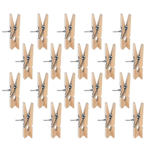 Push Pins with Wooden Clips Pushpins Tacks Thumbtacks, Creative Paper Clips  with Pins for Cork Boards Notes Photos Wall and Cr - Price history & Review