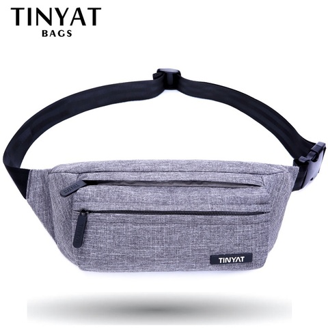 TINYAT Men Male Waist Bag Pack Grey Casual Functional belt bag Large Belt Pouch Phone Money Belt bag Fanny Travel Hip ► Photo 1/6