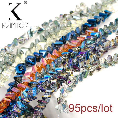 KAMTOP New 6mm 95pcs/lot   Color  Glass  crystal beads  Triangle crystal Loose  beads for jewelry making ► Photo 1/6