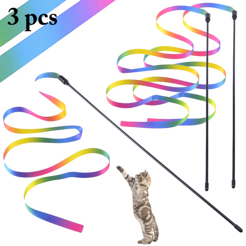 3PCS Cat Toys Cute Funny Colorful Rod Teaser Wand Plastic Pet Toys for Cats Interactive Stick Cat Supplies ► Photo 1/6
