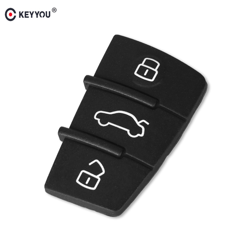KEYYOU 3 Buttons Replacement Rubber Pad Key Shell Fob For Audi A3 A4 A5 A6 A8 Q5 Q7 TT S LINE RS Remote Key Case Cover ► Photo 1/5