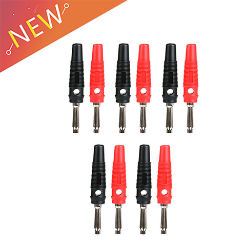 10Pcs/lot Red and Black 4mm Solderless Side Stackable Banana Plug High-voltage Speaker line banana head  ► Photo 1/1