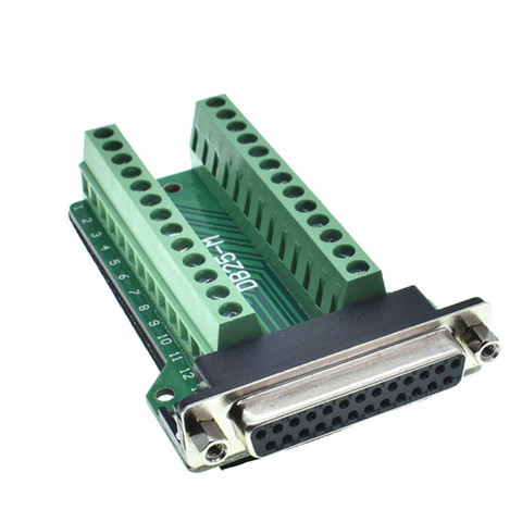 DB25 D-SUB Female 25Pin Plug Breakout PCB Board 2 Row Terminals Connectors ► Photo 1/6