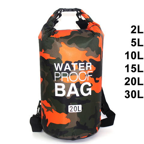 Waterproof Swimming Bag Dry Sack Camouflage Colors Fishing Boating Kayaking Storage Drifting Rafting Bag 2L 5L 10L 15L 20L 30L ► Photo 1/6