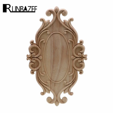 RUNBAZEF Solid Wood Furniture Decorative Accessories New Flower Carved Door Vintage Home Decor Figurines Miniatures Ornaments ► Photo 1/6