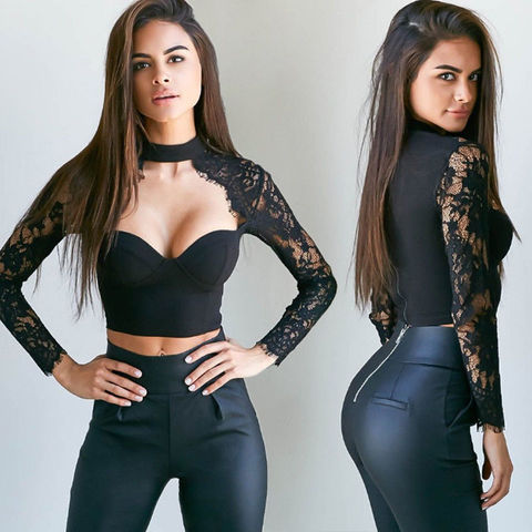 Hot Women's See Sexy through Lace Tops Mesh Sheer Black White Crop Top  Solid T-Shirt Blouse - Price history & Review, AliExpress Seller - Lefyira  Official Store