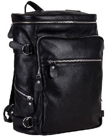 Fashion Genuine Leather Men Backpack School Bag men Leather Backpack male Travel Backpack women Book bag Rucksack Black Brown ► Photo 1/6