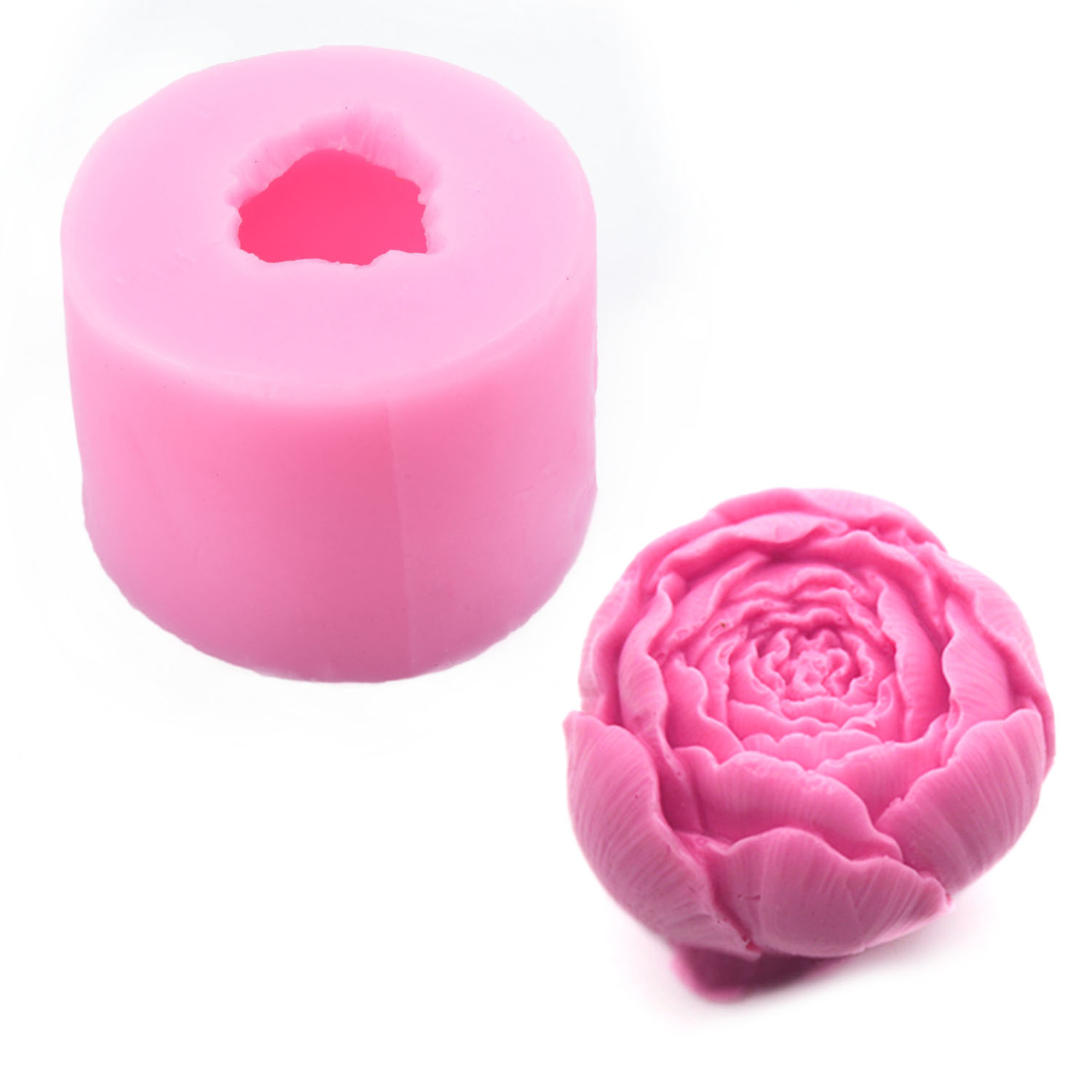 3D Round Rose Flower Shape Silicone Soap Mold DIY Handmade Soap Molds Craft Tool 
